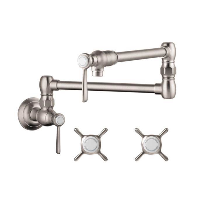 Axor Montreux Pot Filler, Wall-Mounted in Steel Optic