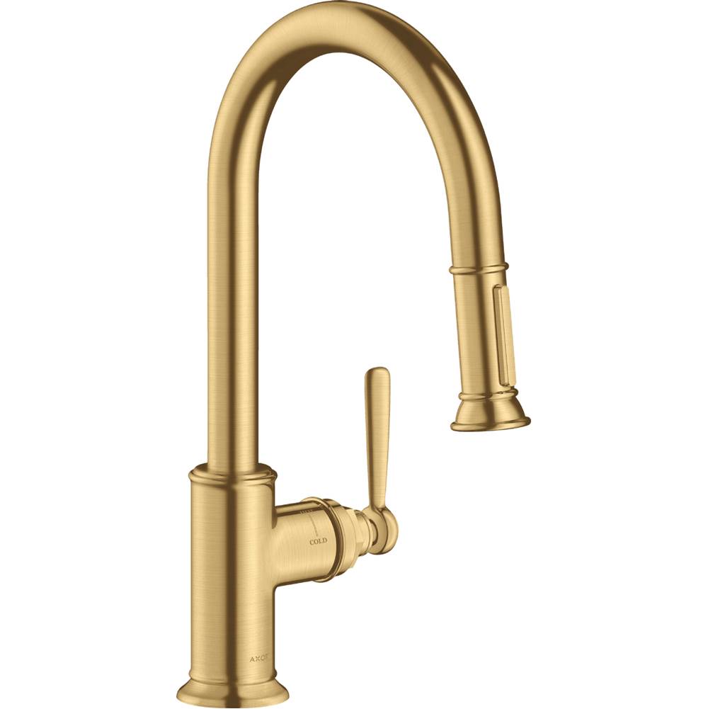 Axor Montreux Prep Kitchen Faucet 2-Spray Pull-Down, 1.75 GPM in Brushed Gold Optic