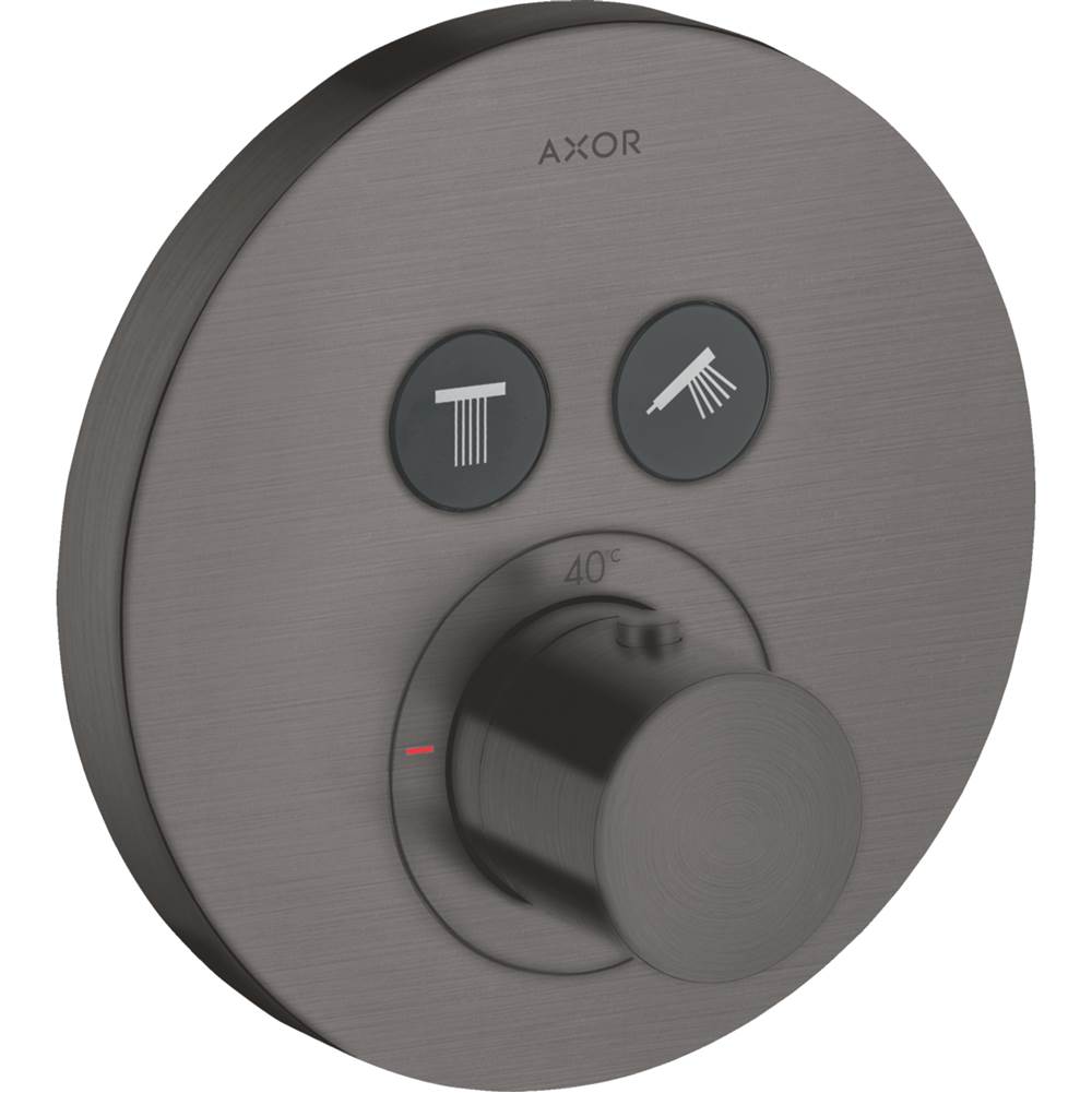 Axor ShowerSelect Thermostatic Trim Round for 2 Functions in Brushed Black Chrome