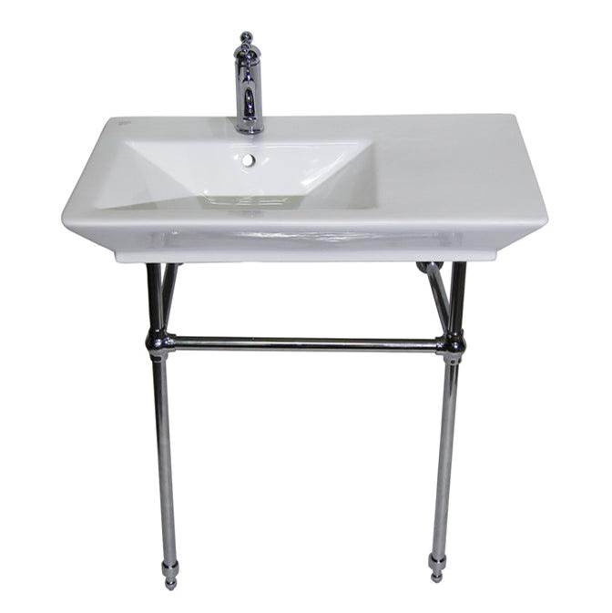 Barclay Opulence Console 31-1/2'', RectBowl, 8'' WS, White, CP Stand