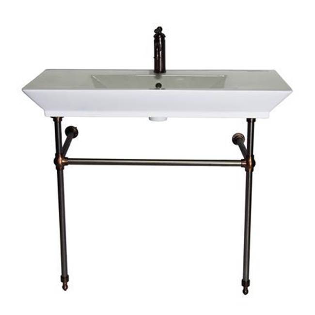 Barclay Opulence Console 39-1/2'', RectBowl, 1-hole, White, BN Stand