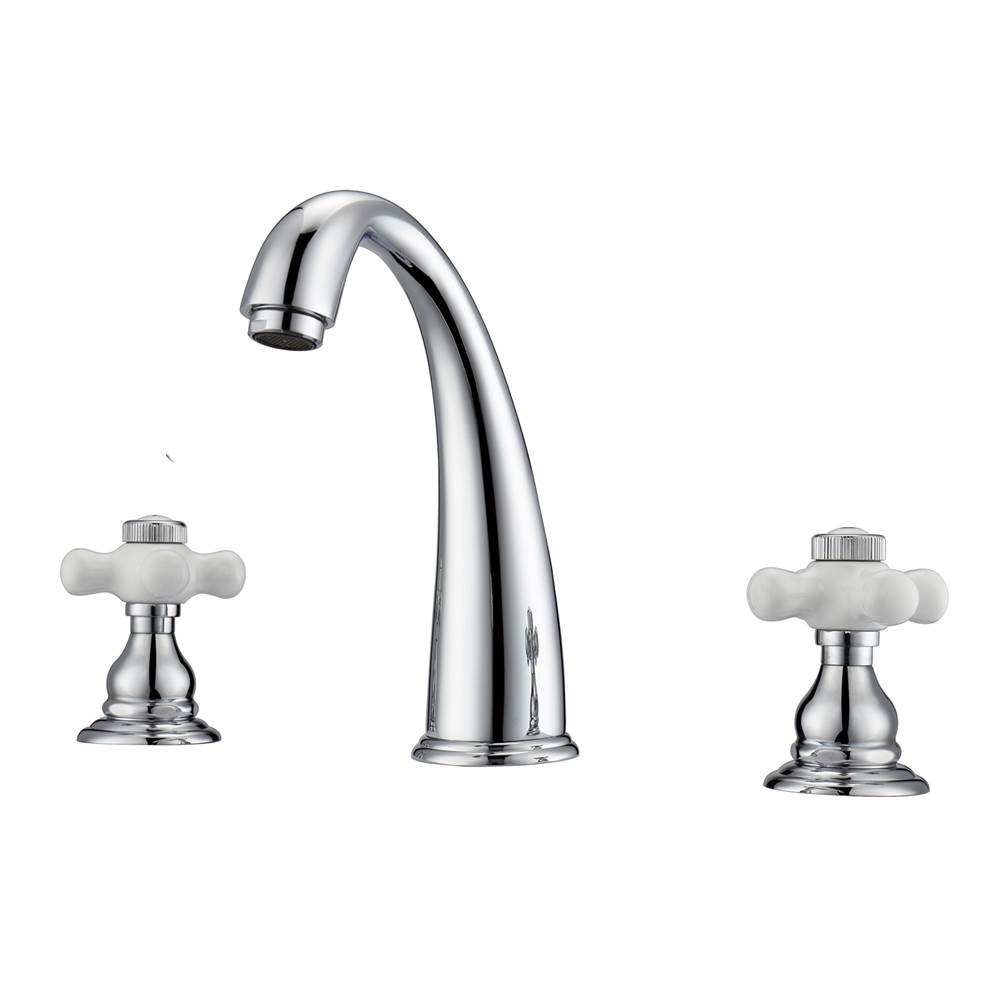 Barclay Maddox 8''cc Lav Faucet, withhoses,Porcelain Cross Hdls, CP