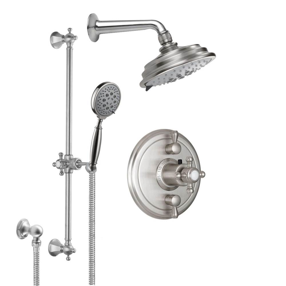 California Faucets Monterey StyleTherm® 1/2'' Thermostatic Shower System with Showerhead and Handshower on Slide Bar