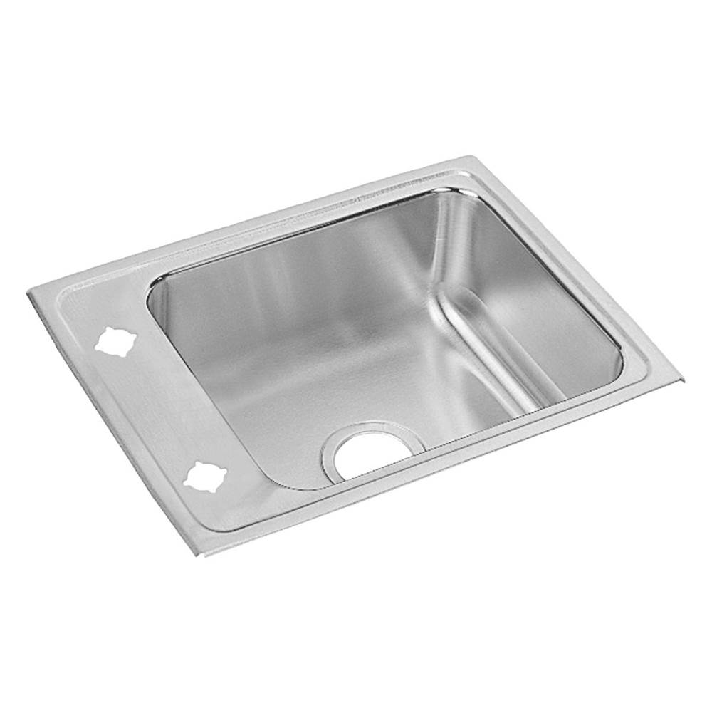 Elkay Lustertone Classic Stainless Steel 22'' x 17'' x 4'', 2-Hole Single Bowl Drop-in Classroom ADA Sink with Quick-clip