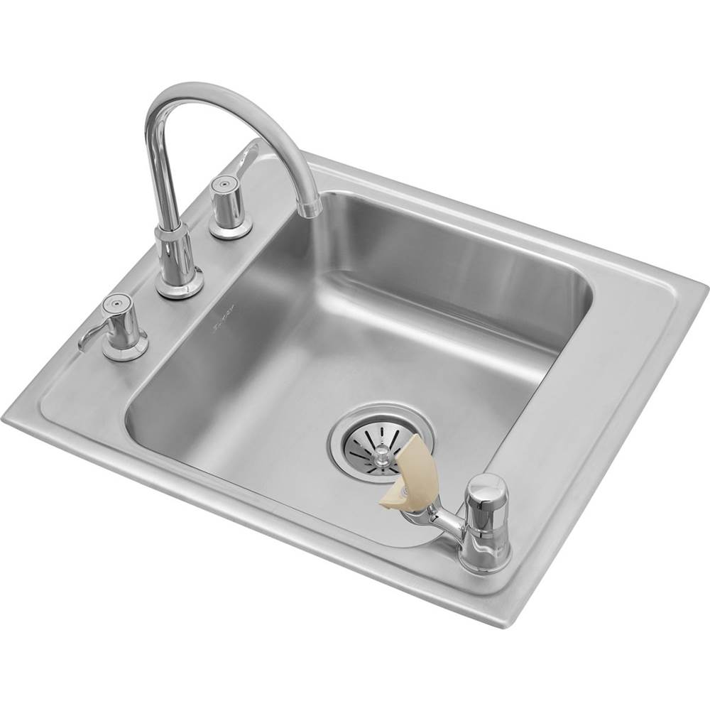 Elkay Lustertone Classic Stainless Steel 22'' x 19-1/2'' x 7-1/2'', Single Classroom Sink Plus Faucet/Bubbler Kit