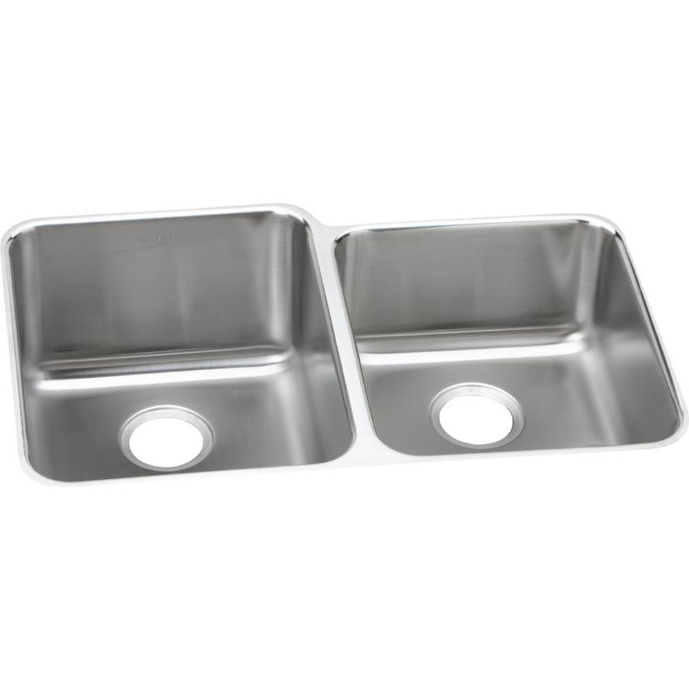 Elkay Lustertone Classic Stainless Steel 31-1/4'' x 20-1/2'' x 4-3/8'', Offset Double Bowl Undermount ADA Sink