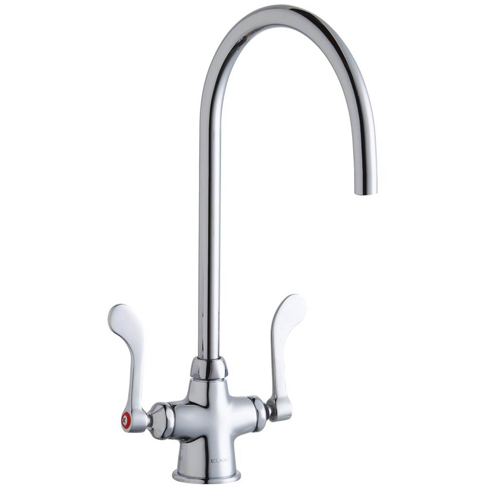 Elkay Single Hole with Concealed Deck Laminar Flow Faucet with 8'' Gooseneck Spout 4'' Wristblade Handles Chrome