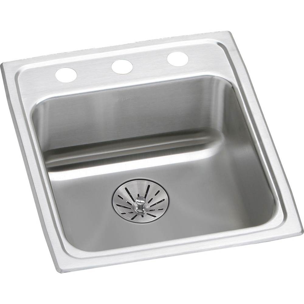 Elkay Lustertone Classic Stainless Steel 15'' x 22'' x 6-1/2'', 2-Hole Single Bowl Drop-in ADA Sink with Perfect Drain