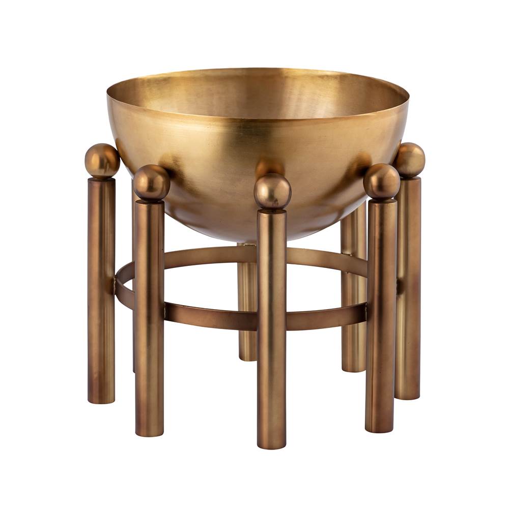 Elk Home Piston Footed Planter - Small Aged Brass
