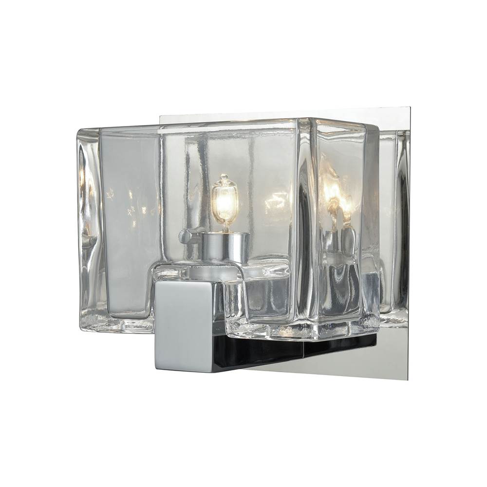 Elk Lighting Ridgecrest 1-Light Vanity Sconce in Polished Chrome With Clear Cast Glass
