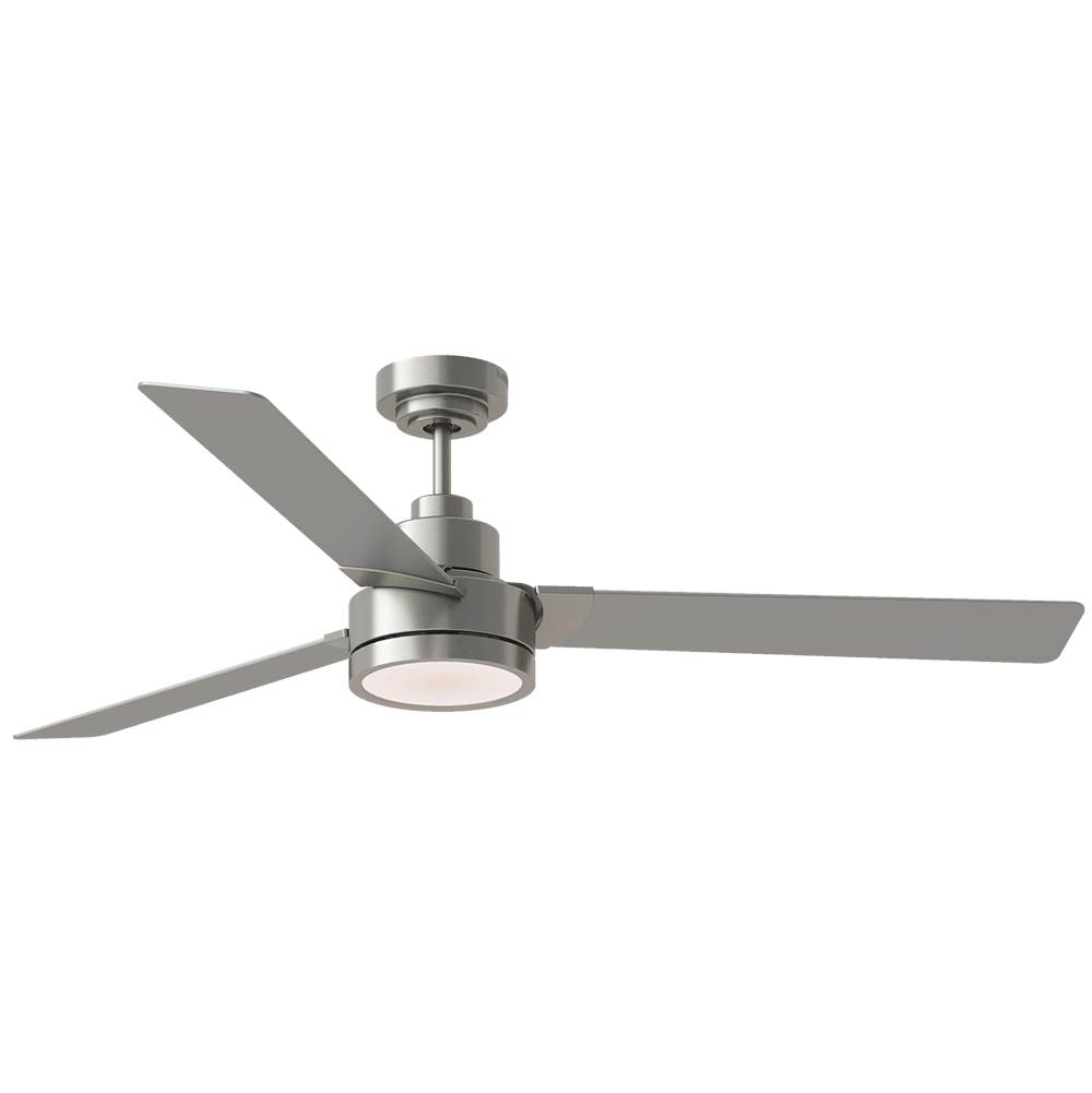 Generation Lighting Jovie 58'' Indoor/Outdoor Integrated LED Brushed Steel Ceiling Fan with Light Kit, Handheld / Wall Mountable Remote Control and Reversible Motor