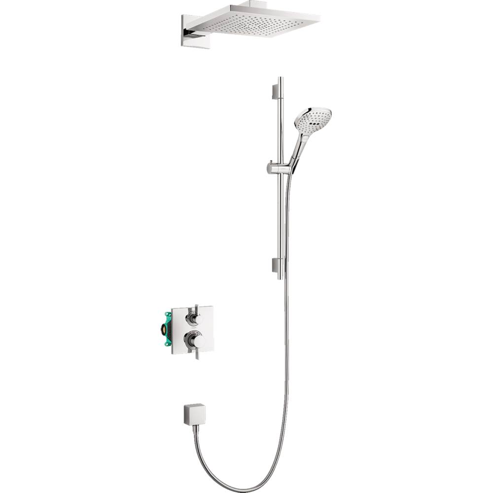 Hansgrohe Raindance E Thermostatic Showerhead/Wallbar Set with Rough, 2.0 GPM in Chrome