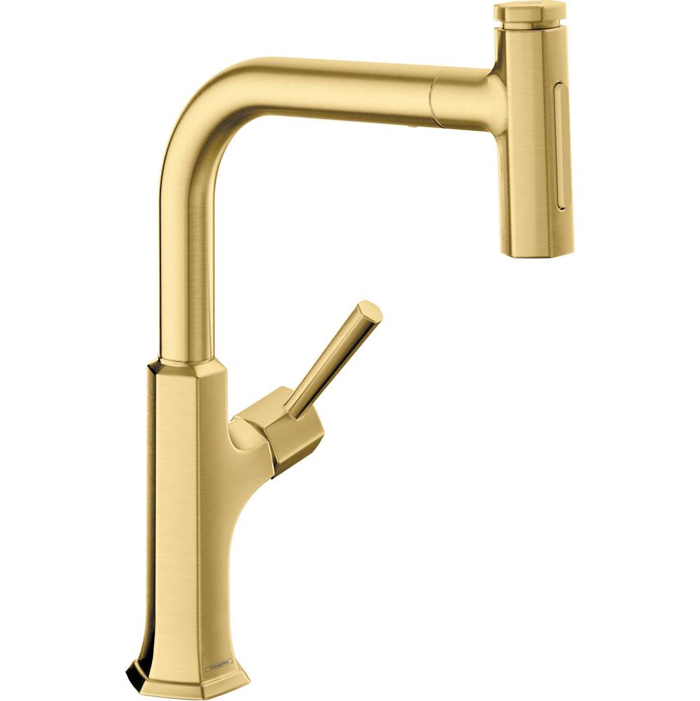 Hansgrohe Locarno HighArc Kitchen Faucet, 2-Spray Pull-Out, 1.75 GPM in Brushed Gold Optic