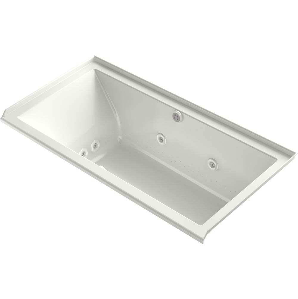 Kohler Underscore® Rectangle 60'' x 30'' Heated BubbleMassage™ air bath with whirlpool, alcove, right drain