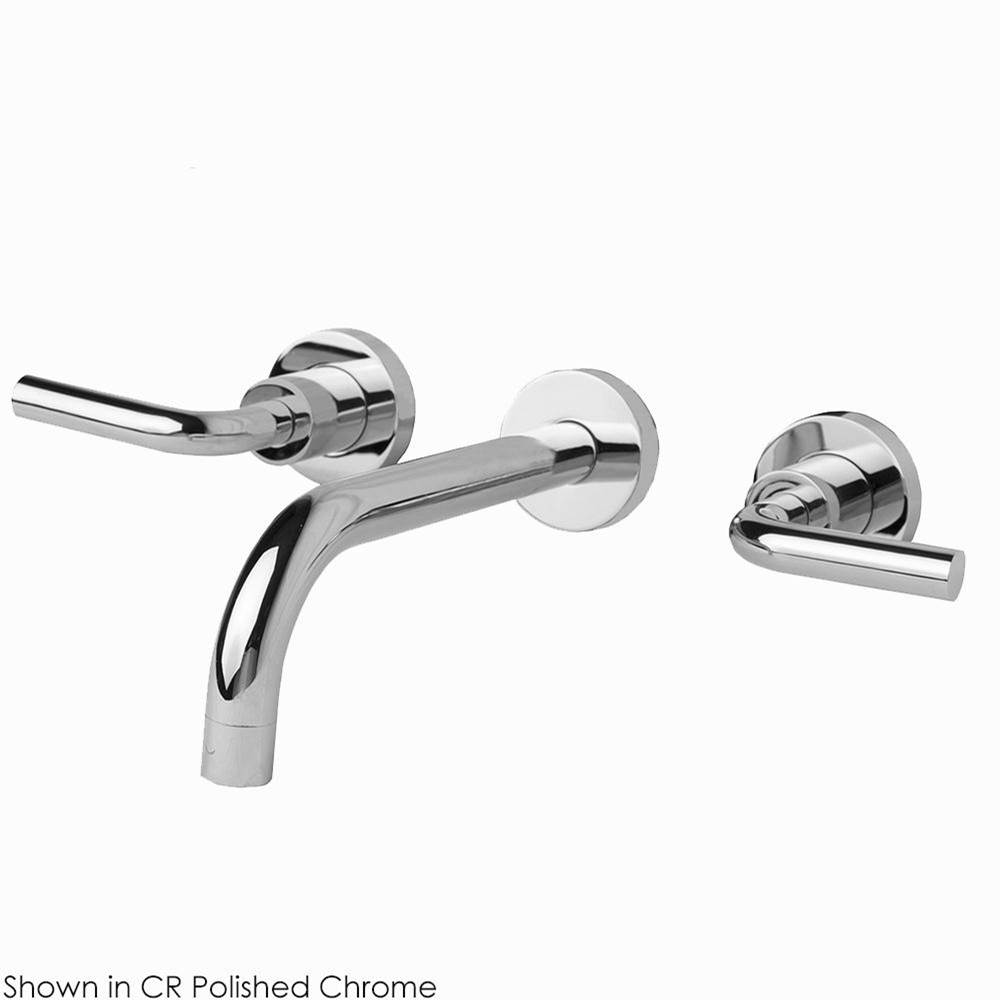 Lacava TRIM - Wall-mount three-hole faucet with two curved lever handles, no backplate, spout 9''.