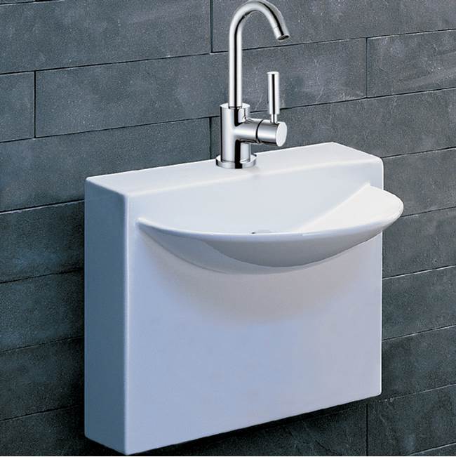 Lacava Wall-mount porcelain Bathroom Sink with no faucet hole, no overflow.