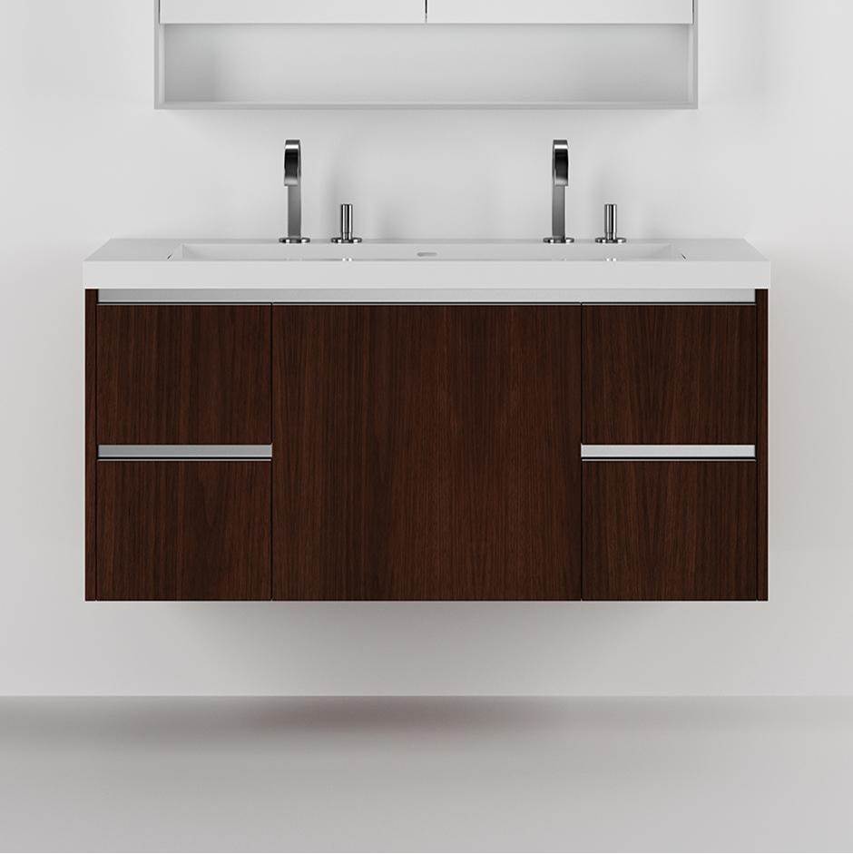 Lacava Wall-mounted undercounter vanity with a large drawer on the  center and two small drawers on left and right