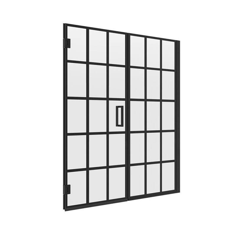 Luxart Modern Frameless Shower Door and Inline Panel with Grid Glass