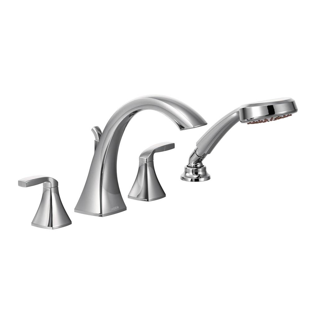 Moen Voss 2-Handle High-Arc Roman Tub Faucet Trim Kit with Hand Shower in Chrome (Valve Sold Separately)