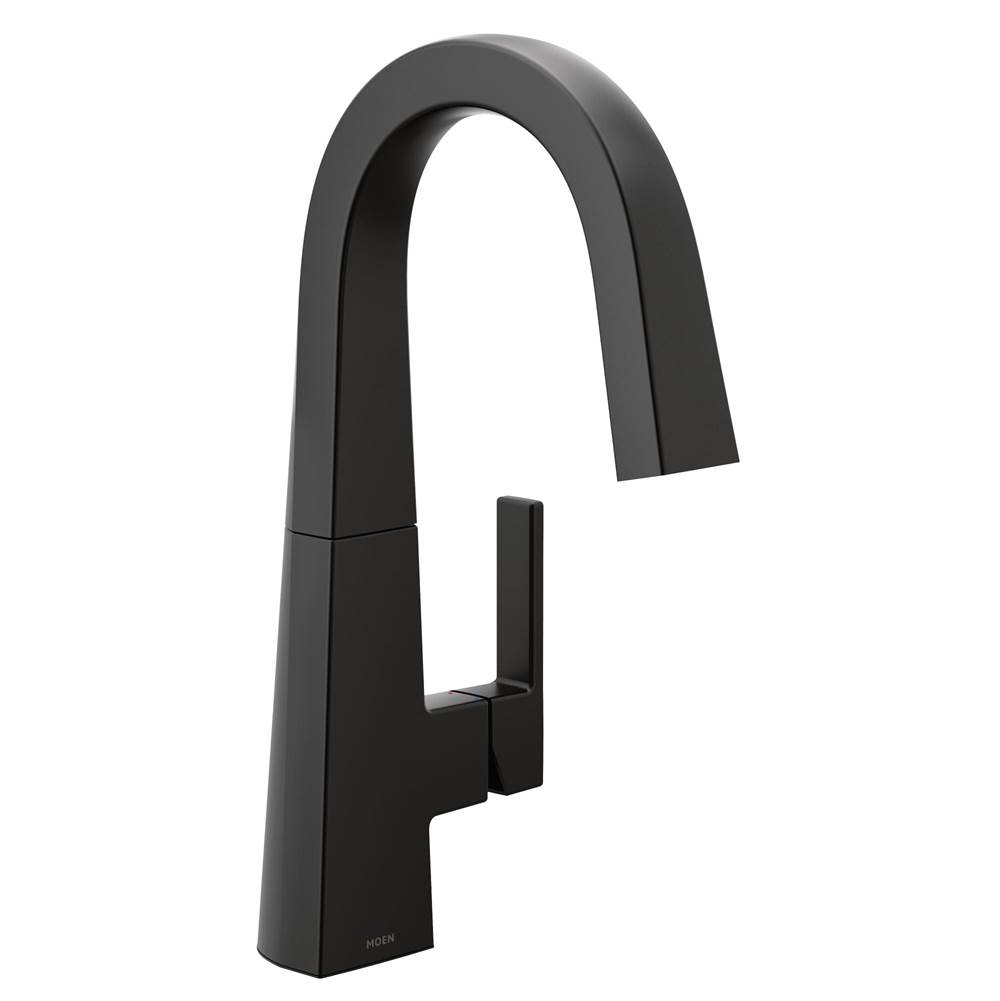 Moen Nio One-Handle Bar Faucet, Includes Secondary Finish Handle Option, Matte Black