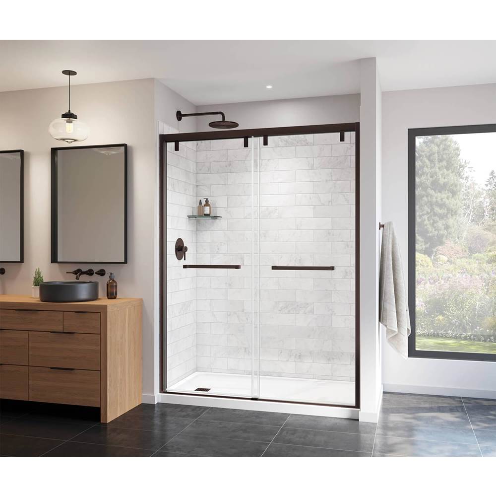 Maax Uptown 56-59 x 76 in. 8 mm Bypass Shower Door for Alcove Installation with Clear glass in Dark Bronze