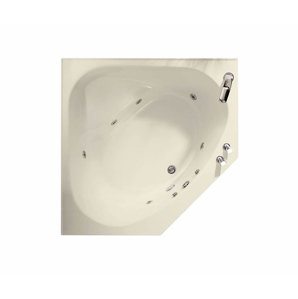 Maax Tandem 5454 Acrylic Corner Center Drain Combined Whirlpool & Aeroeffect Bathtub in Bone