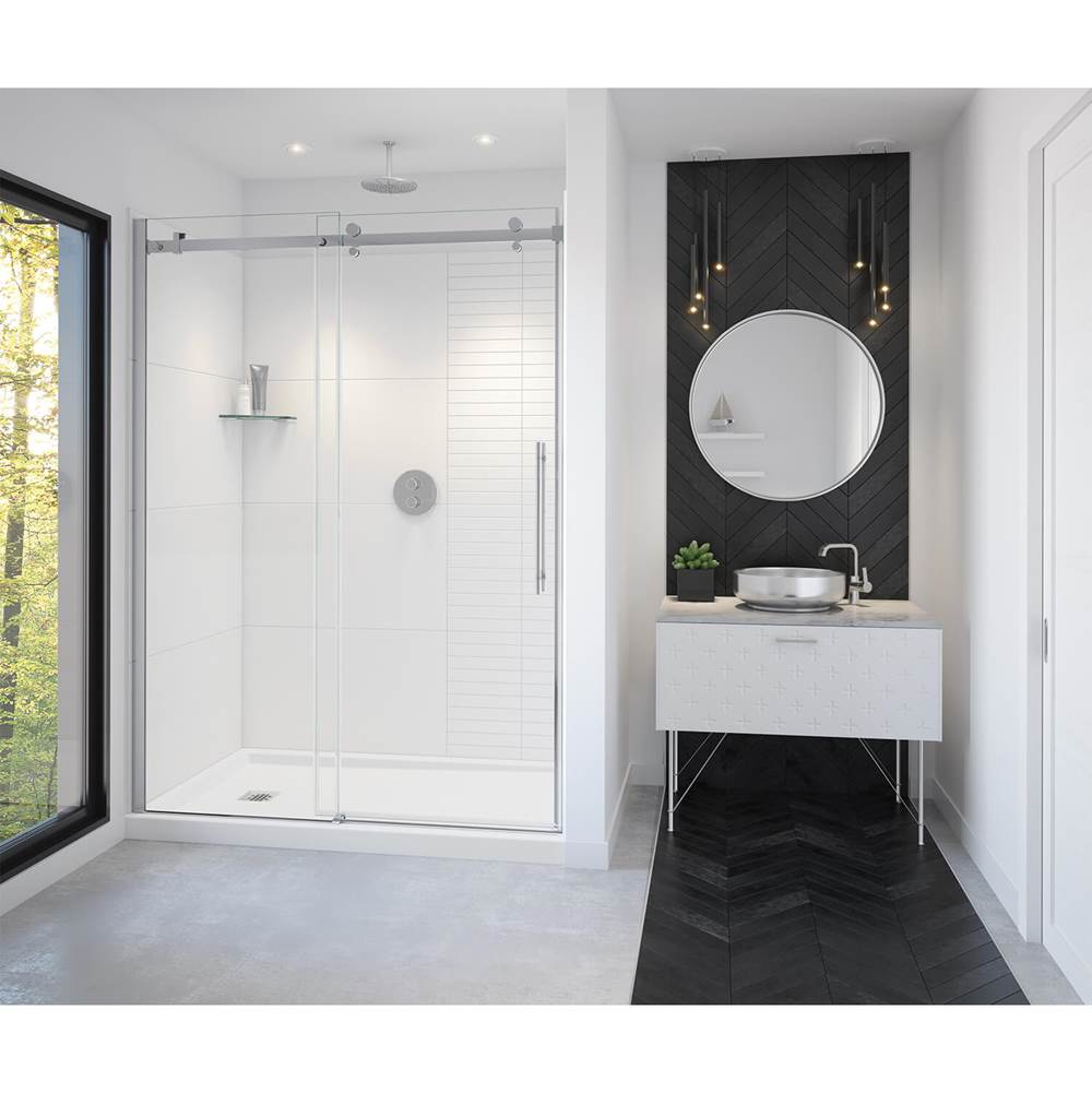 Maax Vela 56 1/2-59 x 78 3/4 in. 8mm Sliding Shower Door for Alcove Installation with Clear glass in Brushed Nickel