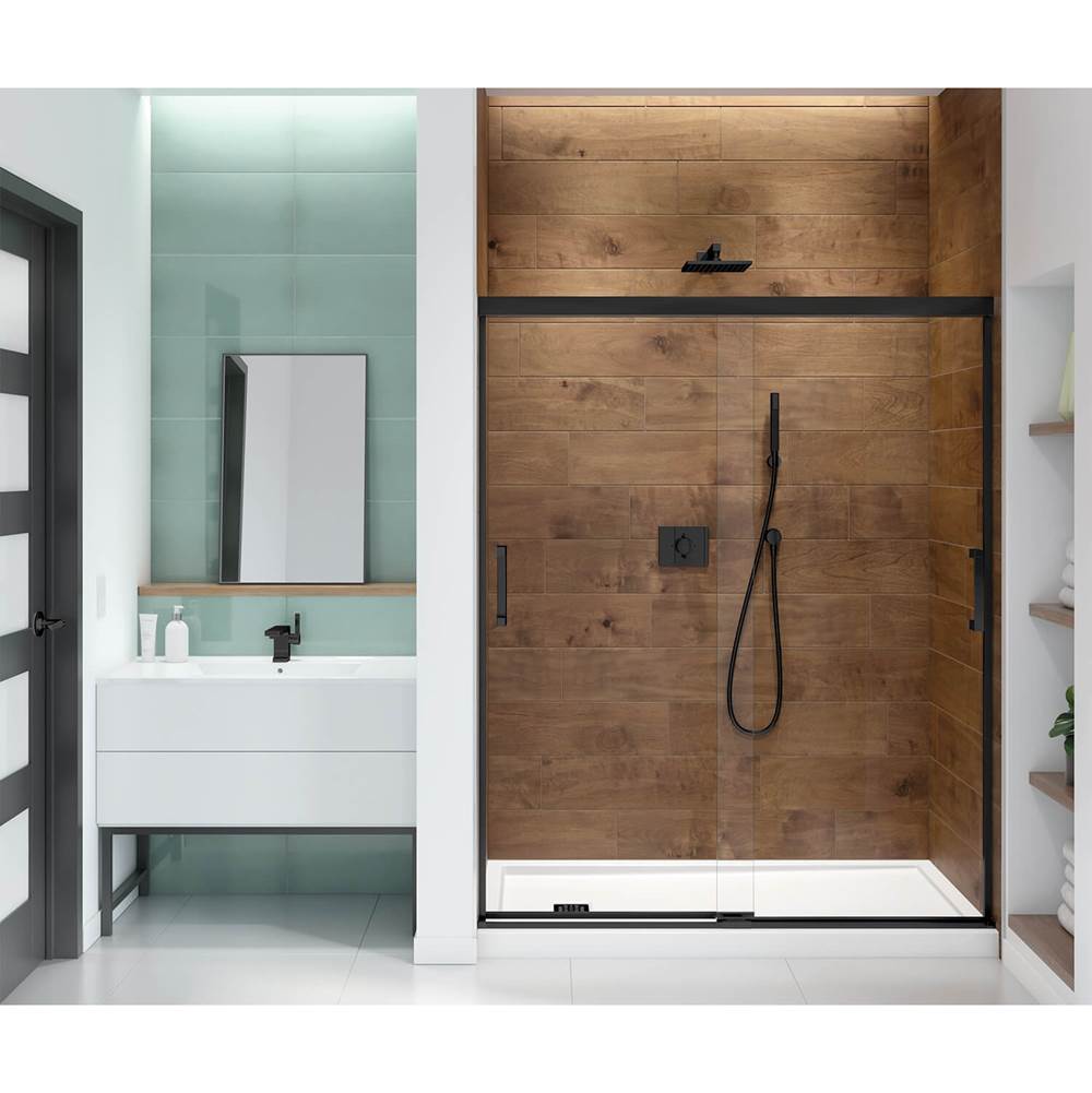 Maax Incognito 70 56-59 x 70 1/2 in. 6 mm Sliding Shower Door for Alcove Installation with Clear glass in Matte Black