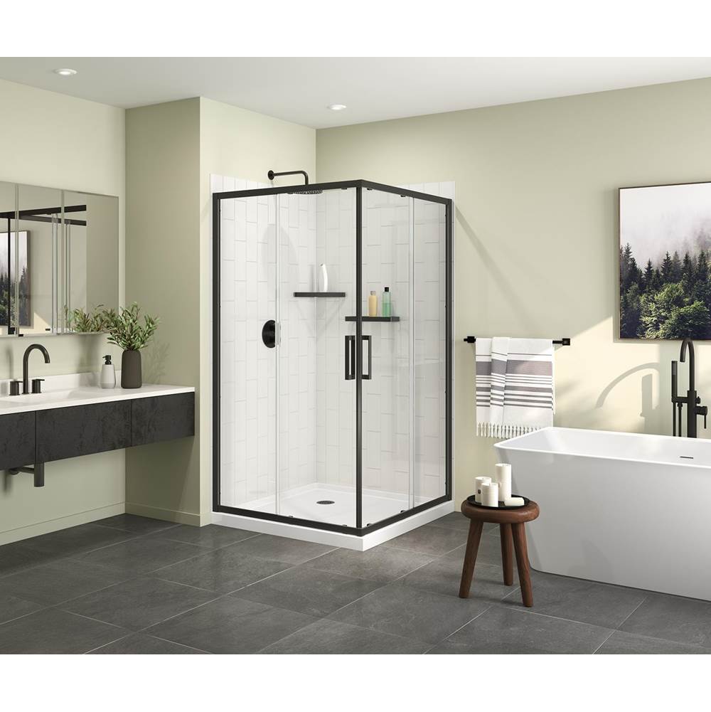 Maax Radia Square 42 x 42 x 71 1/2 in. 6 mm Sliding Shower Door for Corner Installation with Clear glass in Matte Black
