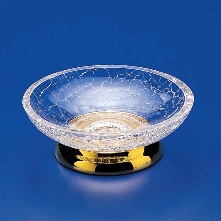 Nameeks Round Crackled Crystal Glass Soap Dish