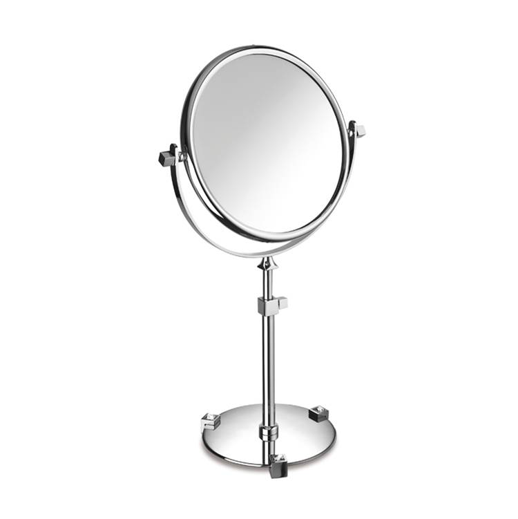 Nameeks Chrome or Gold Pedestal Double Face with White Crystals 3x Magnifying Mirror