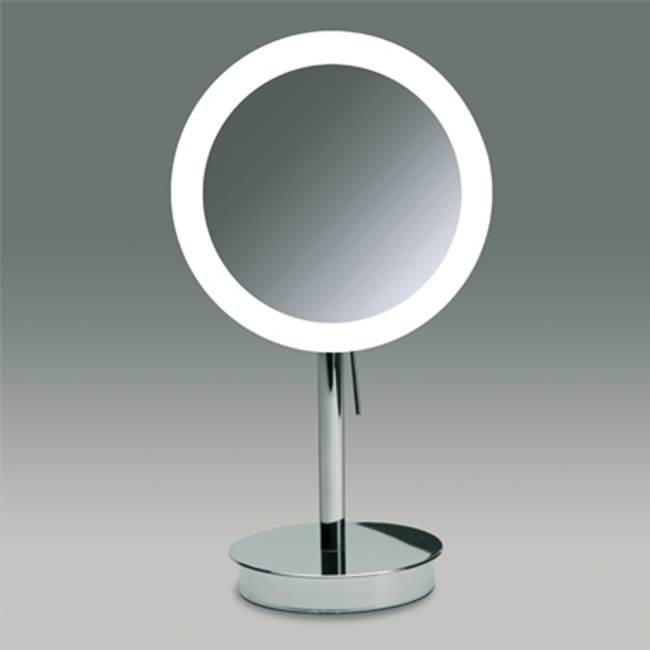 Nameeks Round Pedestal Lighted 3x Chrome Magnifying Mirror