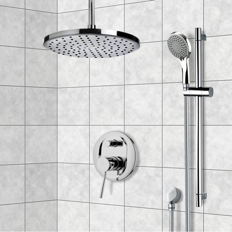 Nameeks Sleek Round Rain Shower Faucet with Handheld Shower