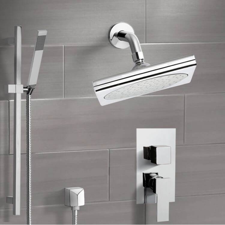 Nameeks Chrome Square Shower Faucet Set