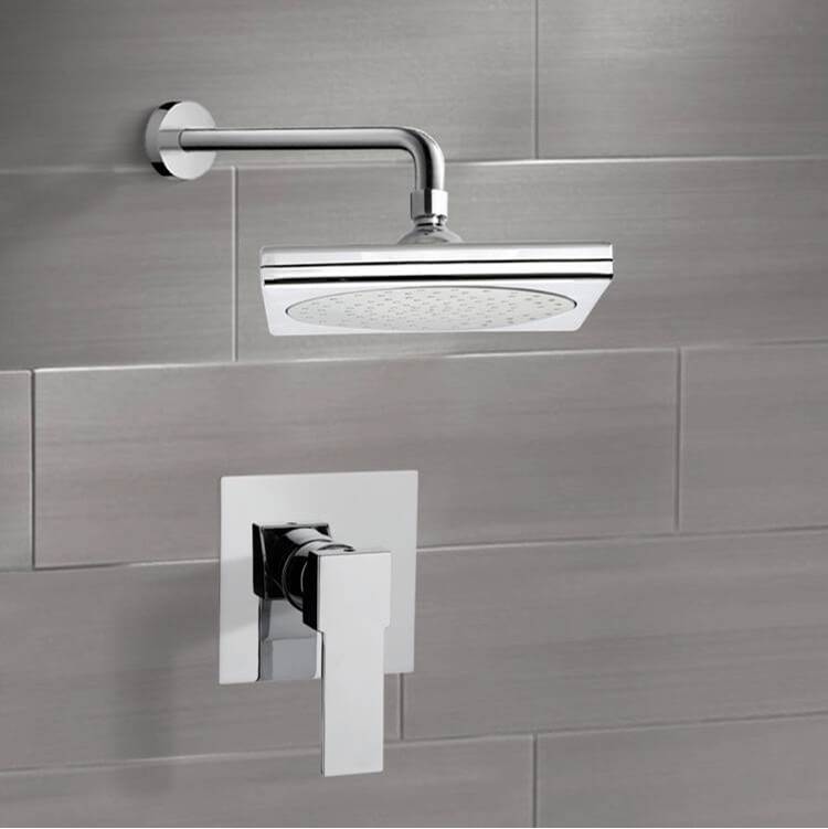 Nameeks Square Contemporary Chrome Shower Faucet Set