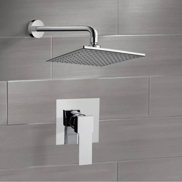 Nameeks Square Lever Shower Faucet Set in Polished Chrome