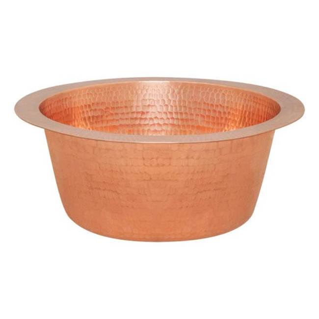 Premier Copper Products 12'' Round Hammered Copper Bar Sink In Polished Copper With 2'' Drain Opening