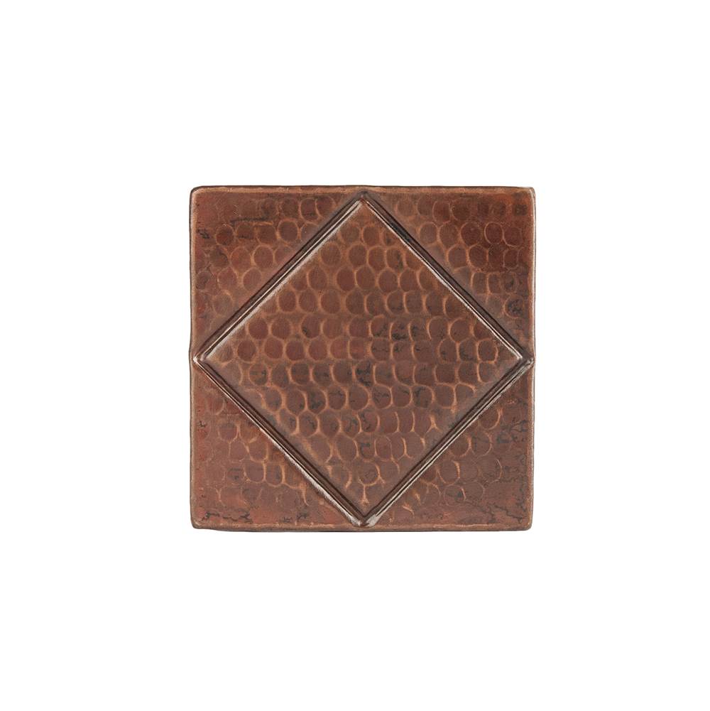 Premier Copper Products 4'' x 4'' Hammered Copper Tile with Diamond Design - Quantity 8