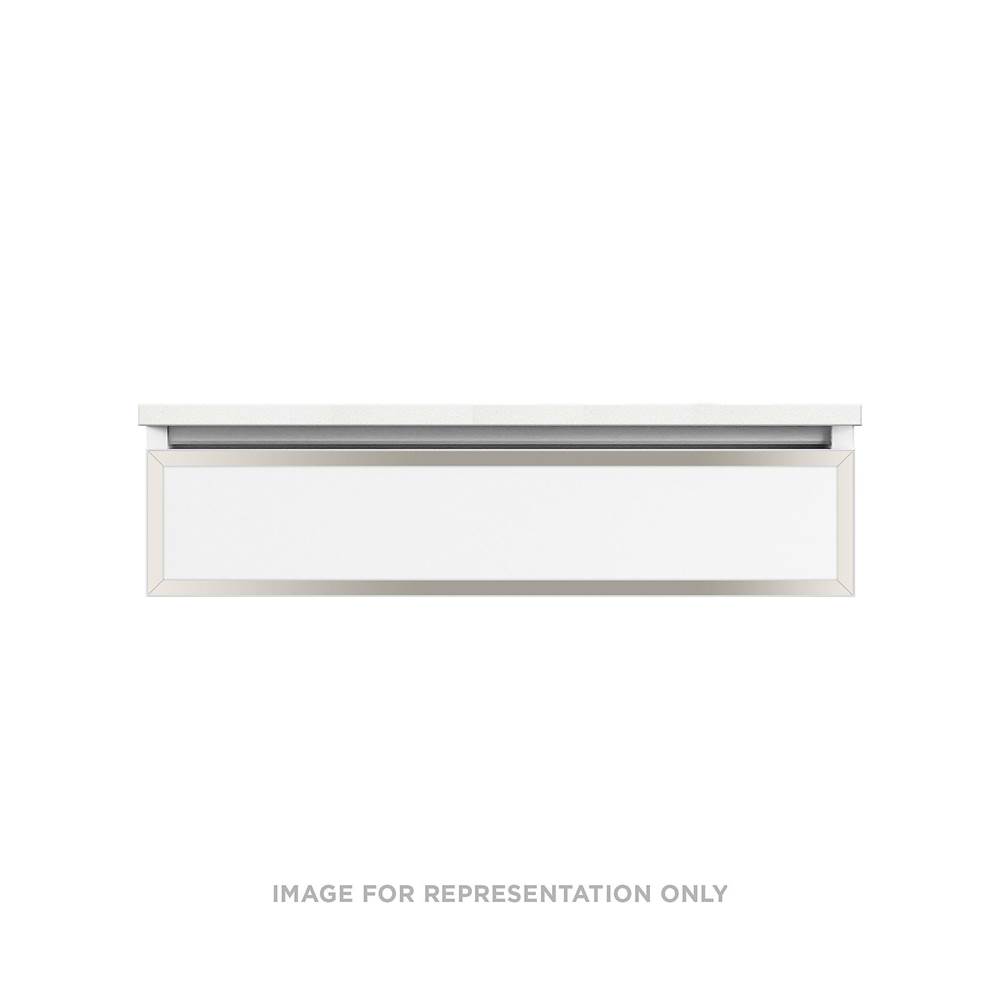Robern Profiles Framed Vanity, 36'' x 7-1/2'' x 21'', White, Polished Nickel Frame, Tip Out Drawer, Selectable Night Light, 270