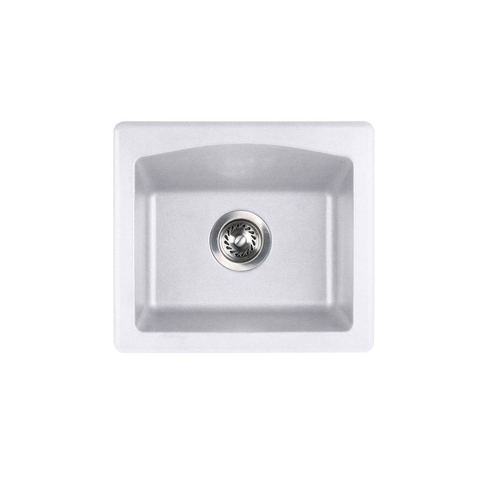 Swan QZBS-1816 16 x 18 Granite Dual Mount Bar Sink in Opal White