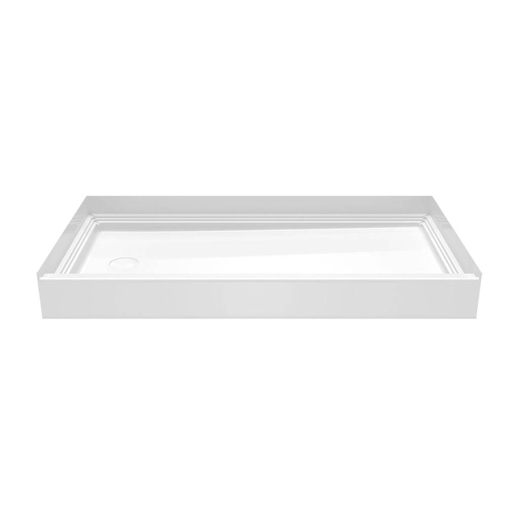 Swan VP6030CPANNSL/R Solid Surface Alcove Shower Pan with Left Hand Drain in White