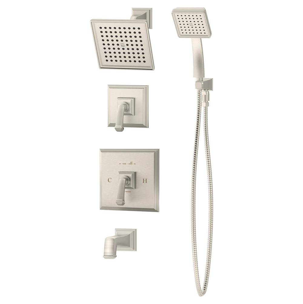 Symmons Oxford 2-Handle Tub and 1-Spray Shower Trim with 1-Spray Hand Shower in Satin Nickel (Valves Not Included)