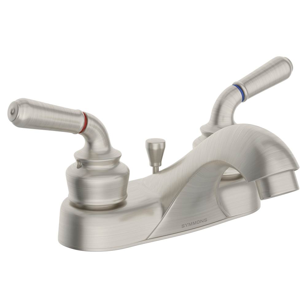Symmons Origins 4 in. Centerset 2-Handle Bathroom Faucet with Drain Assembly in Satin Nickel (1.5 GPM)
