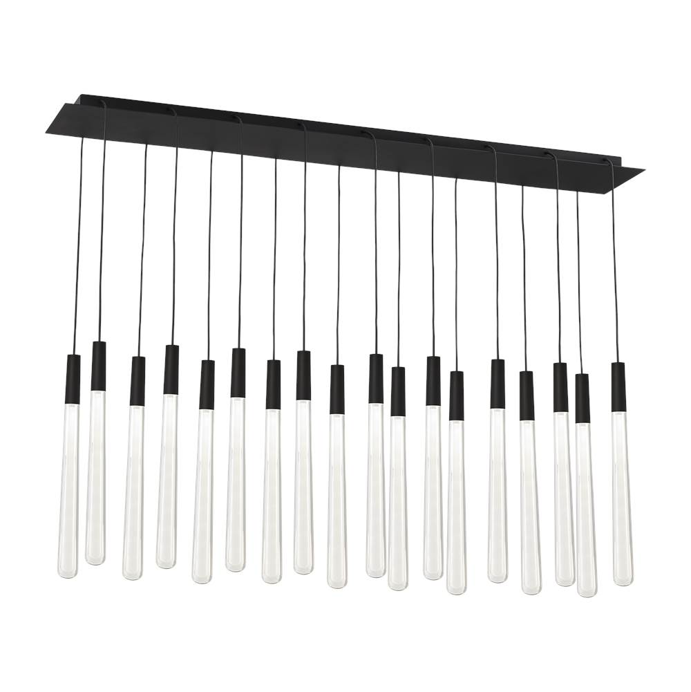 Visual Comfort Modern Collection Sean Lavin Pylon 18-Light Dimmable Led Crystal Light Chandelier With Nightshade Black Finish And Crystal Shades
