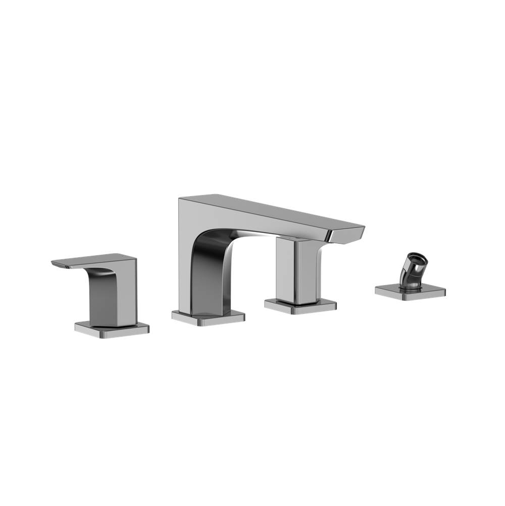 TOTO Toto® Ge Two-Handle Deck-Mount Roman Tub Filler Trim With Handshower, Polished Chrome