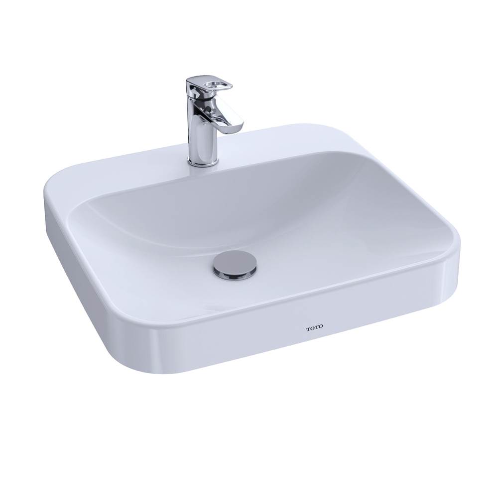TOTO Toto® Arvina™ Rectangular 20'' Vessel Bathroom Sink With Cefiontect For Single Hole Faucets, Cotton White