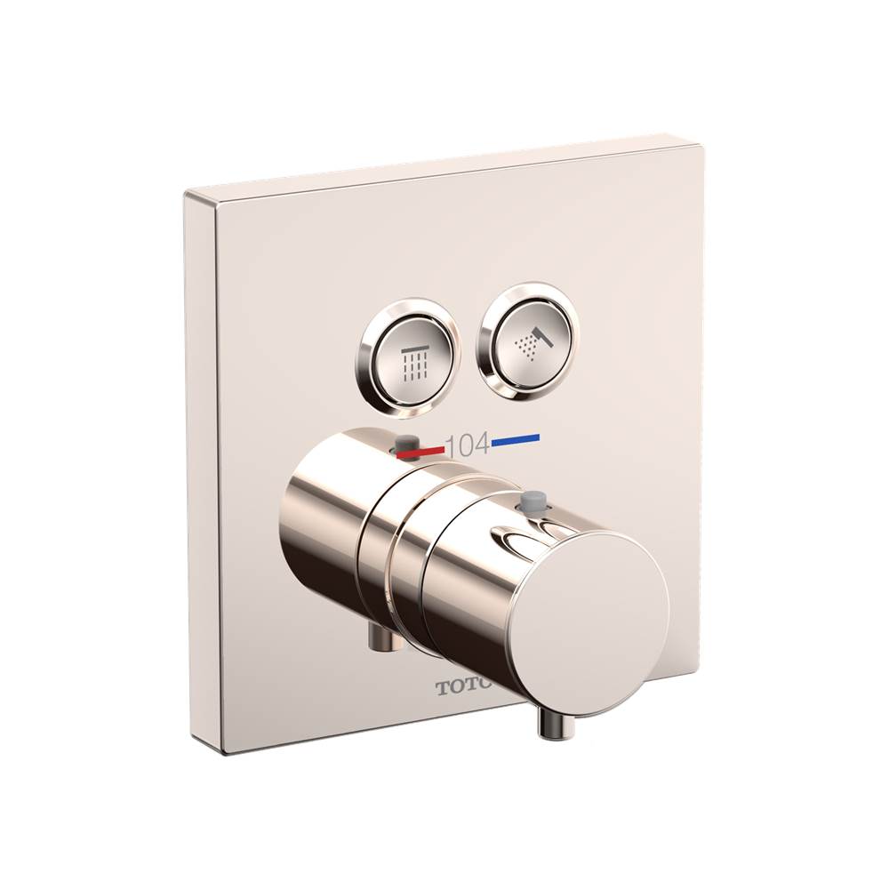 TOTO Toto® Square Thermostatic Mixing Valve With 2-Function Shower Trim, Polished Nickel