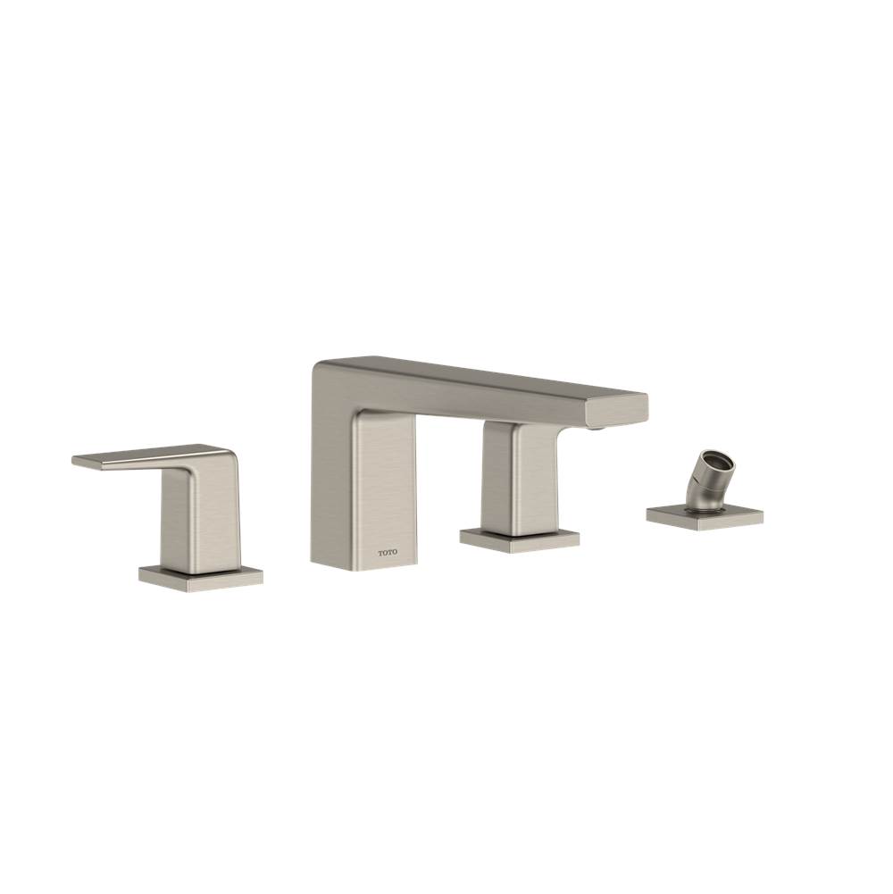 TOTO Toto® Gb Two-Handle Deck-Mount Roman Tub Filler Trim With Handshower, Brushed Nickel