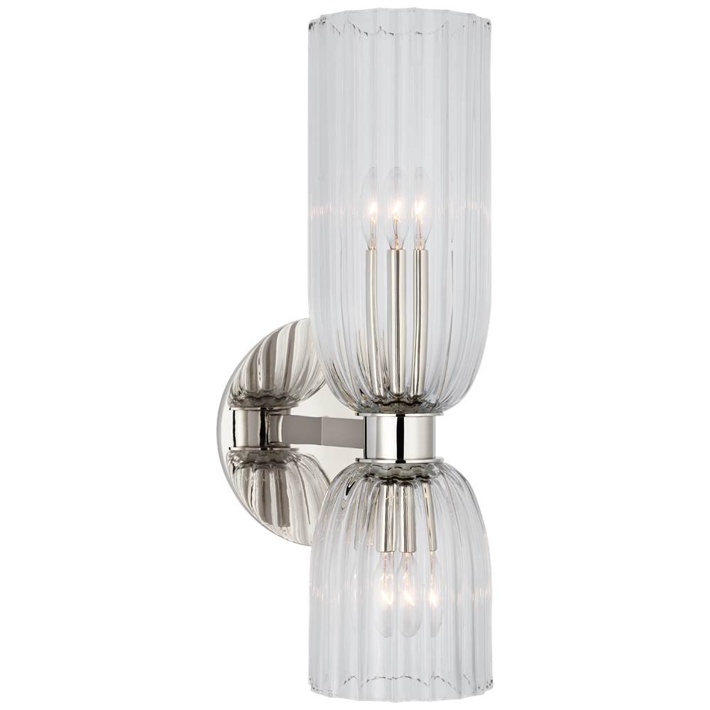 Visual Comfort Signature Collection Asalea 16'' Double Bath Sconce in Polished Nickel with Clear Glass