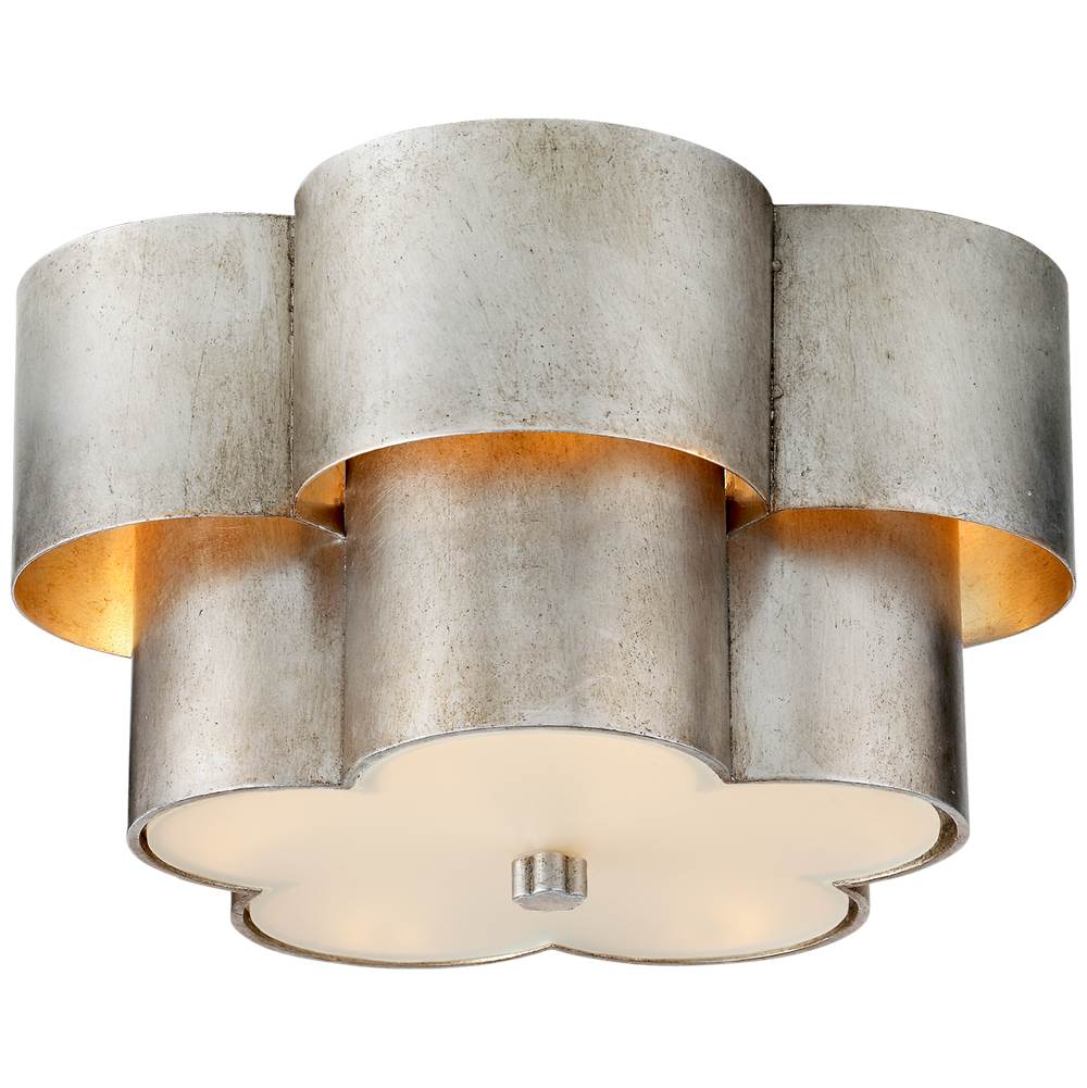 Visual Comfort Signature Collection Arabelle Flush Mount in Burnished Silver Leaf with Frosted Acrylic